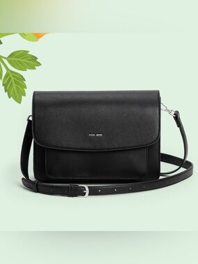 Pixie Mood Zoe Black Vegan Leather Crossbody Bag with Front Pocket